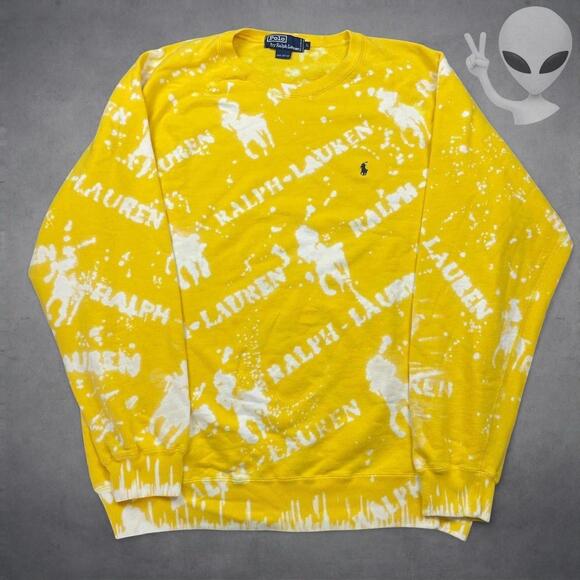 Ralph Lauren Other - Polo Ralph Lauren Knit Sweater Large Yellow vintage 90s All Over Print